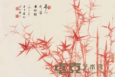 1982年作 朱竹 立轴 设色纸本 45×67cm