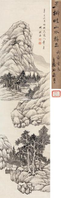  辛巳（1821）年作 山居图 立轴 水墨绢本