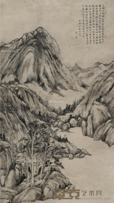  辛未（1751）年作 山明川静 镜片 水墨纸本 113×63cm