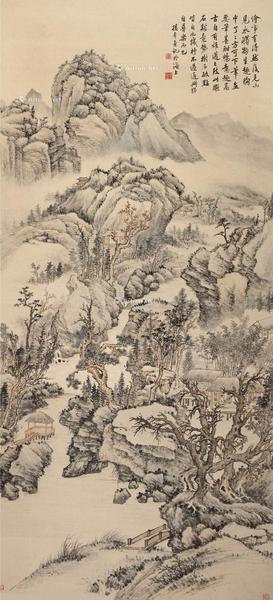 茂林丛峦 立轴 设色纸本