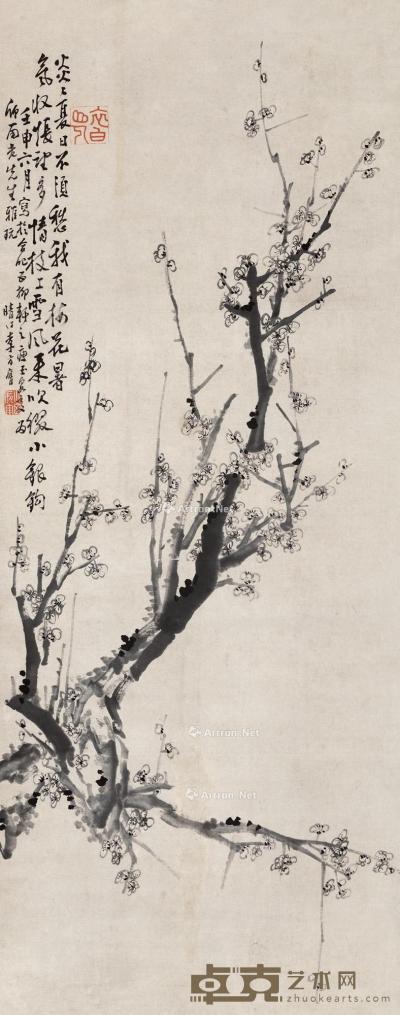  壬申（1752）年作 墨梅 立轴 水墨纸本 142×55cm