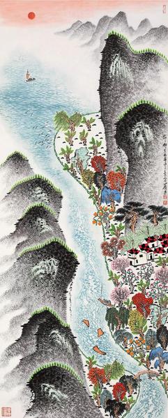  己亥（2019）年作 家家都在画屏中 镜片 设色纸本