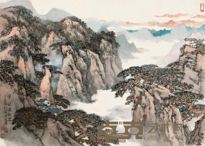  丁丑（1997）年作 华岳云起图 镜片 设色纸本 34.5×49cm