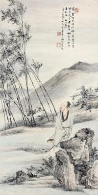  辛未（1931）年作 竹林高士 立轴 设色纸本
