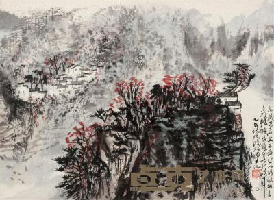  乙巳（1965）年作 白岳风光 镜框 设色纸本 24×33cm