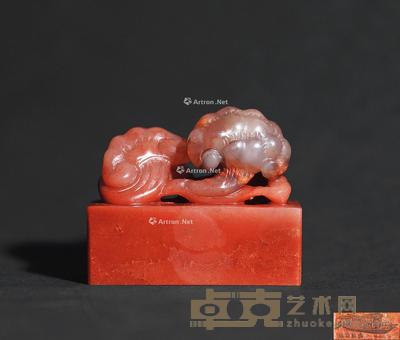 童人杰 刻寿山石印章 4.7×2.0×4.0cm