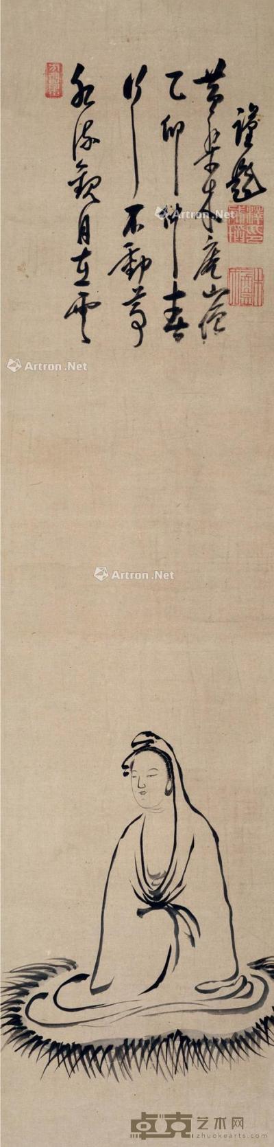  乙卯（1675）年作 观世音像 立轴 水墨纸本 113×26.5cm