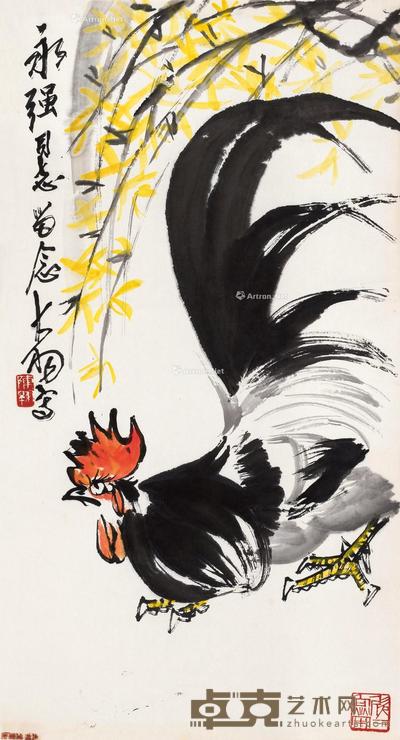 大吉图 镜片 设色纸本 89.5×47.5cm