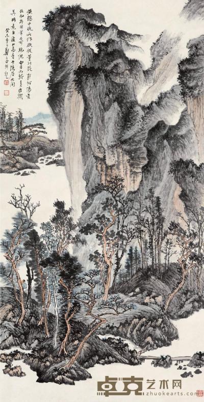  癸未（1943）年作 溪山寻幽 立轴 设色纸本 101.5×50.5cm