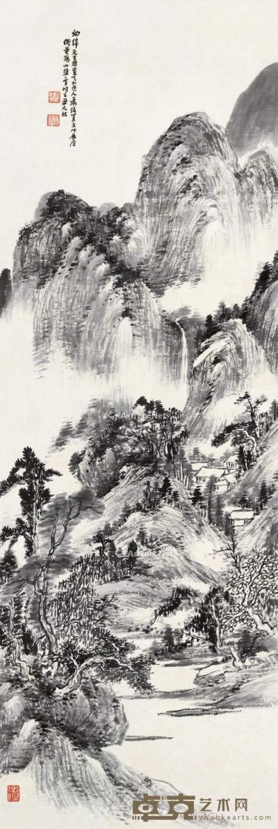  乙丑（1925）年作 幽居图 立轴 水墨纸本 100.5×33cm