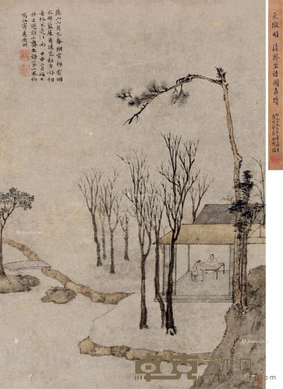  甲申（1524）年作 燕山客舍图 立轴 设色纸本 47.5×32cm