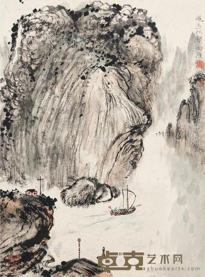 风正一帆悬 镜片 设色纸本 33×24cm