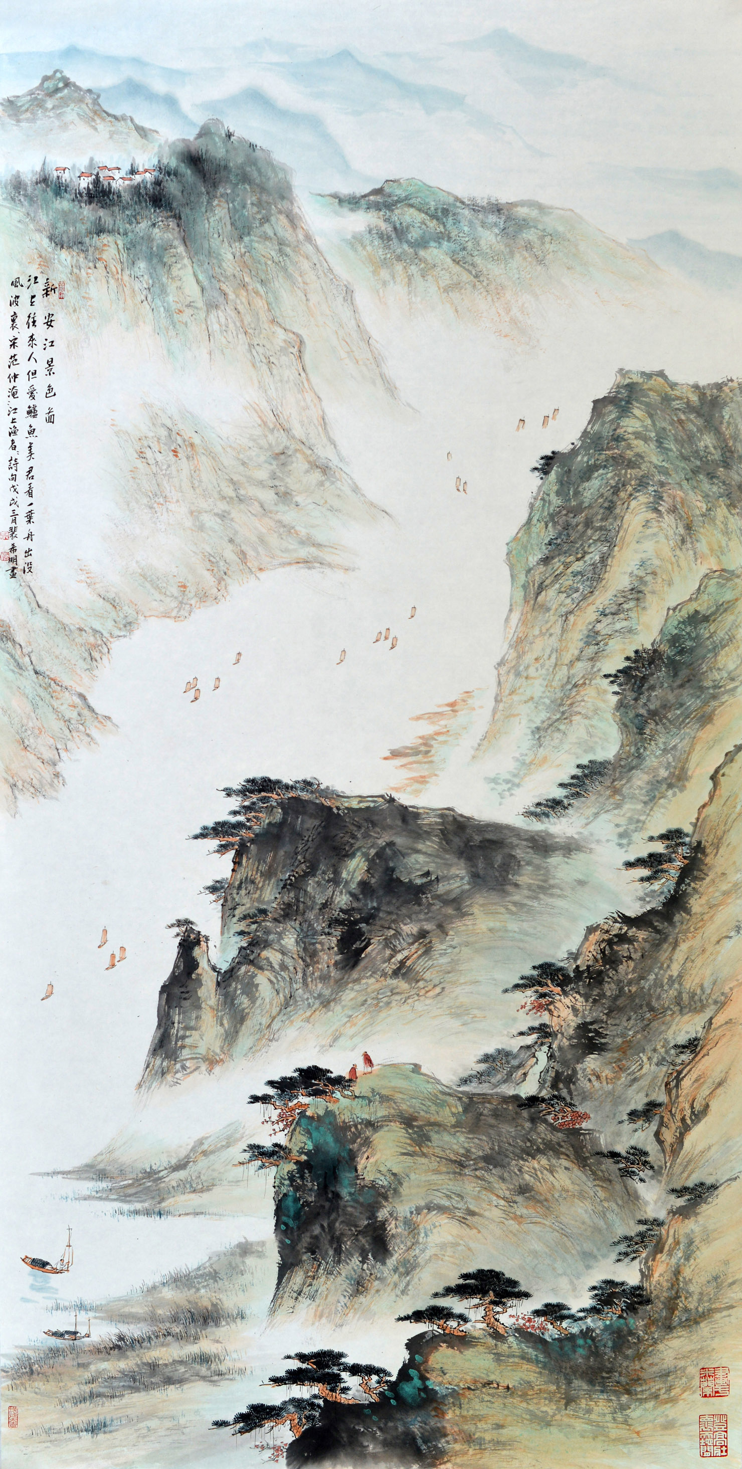 新安江景色图138×69cm