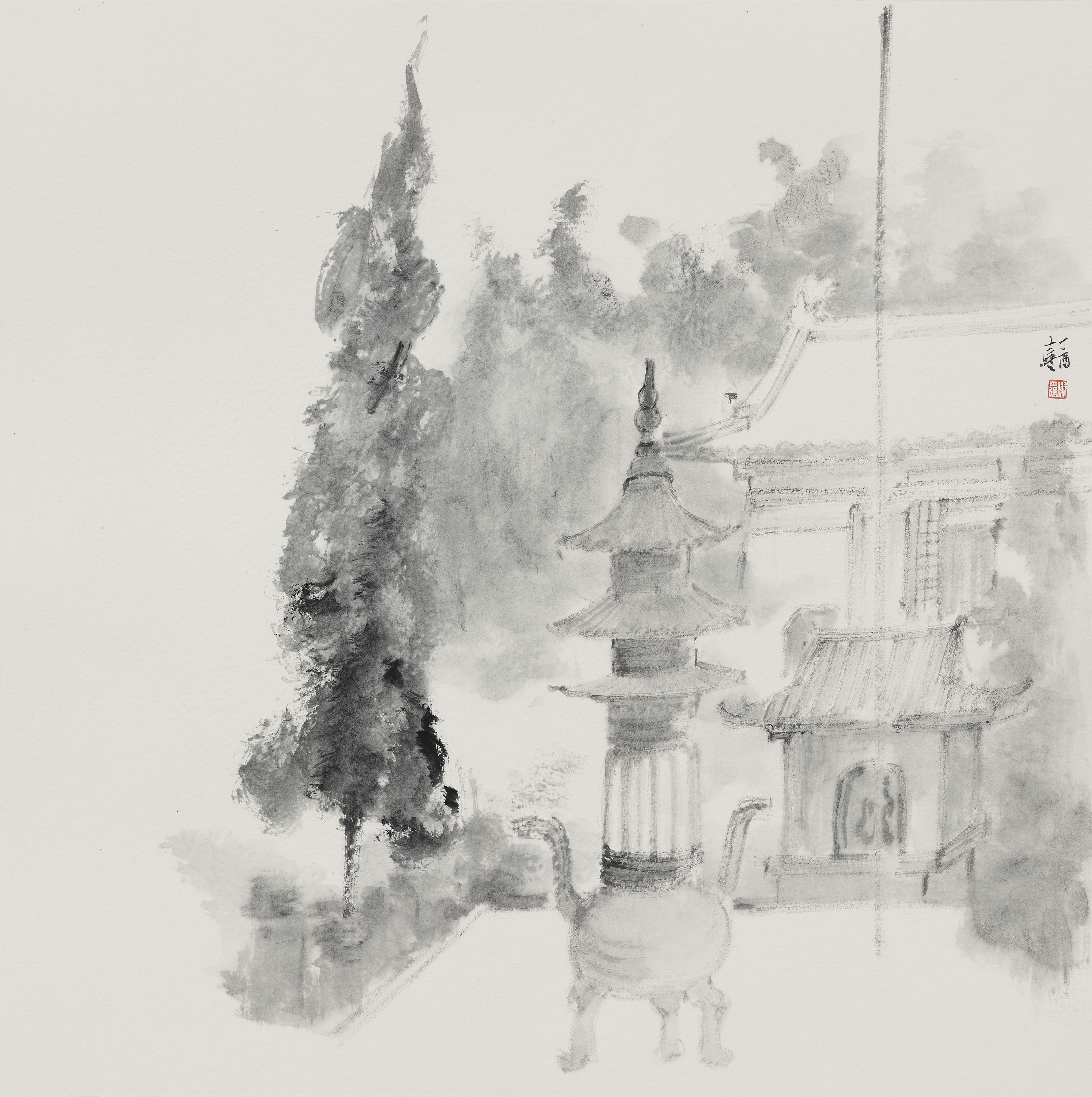 太清宫之一42X42CM