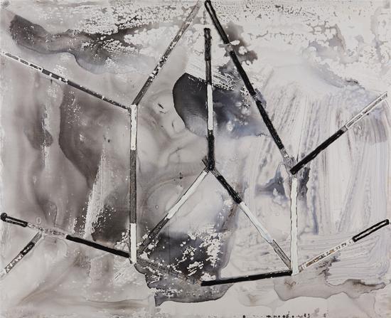 胡項城 (b.1950), 超然, 2018, 油彩，水墨，丙烯畫布, 244 x 300 cm