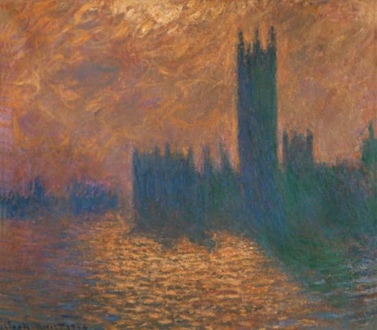 莫奈《暴雨天下的伦敦议会》1904年