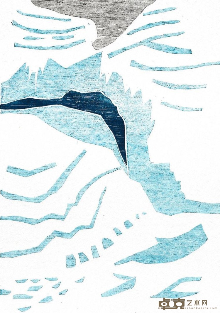《深海冰封》 伯纳黛特·吉诺德-巴哲 33x43cm 1993年 纸本版画