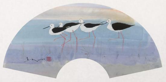 《扇面-水鸟 NO.3》670mm x 320mm