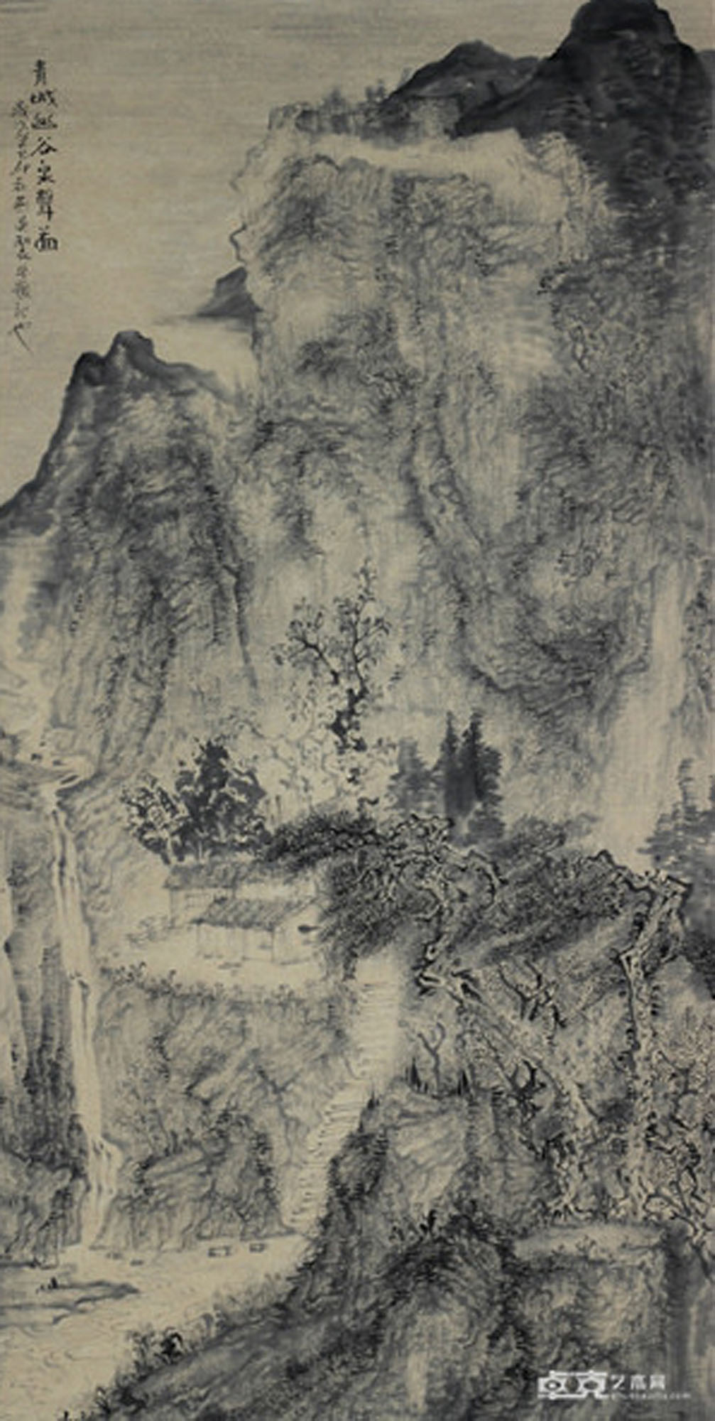 《青城幽谷泉声图》136x68cm