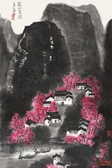 李可染创作的《蜀山春雨》是传统山水画的突破。翰海提供