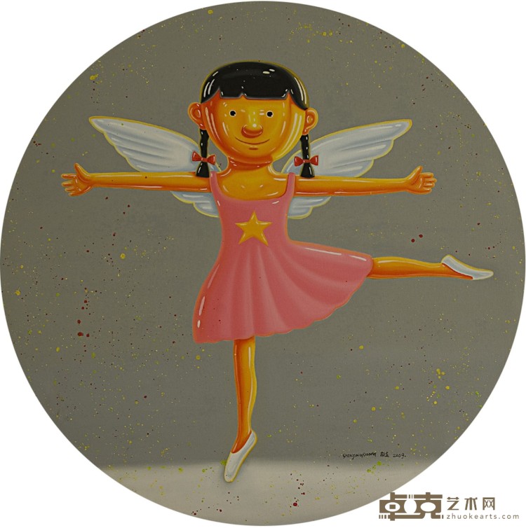 《快乐的小天使》直径160cm+布面油画2