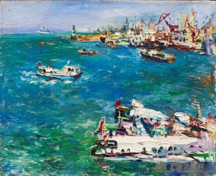 《青岛轮渡码头》 张亚冰 50x61cm 2005年 布面油画