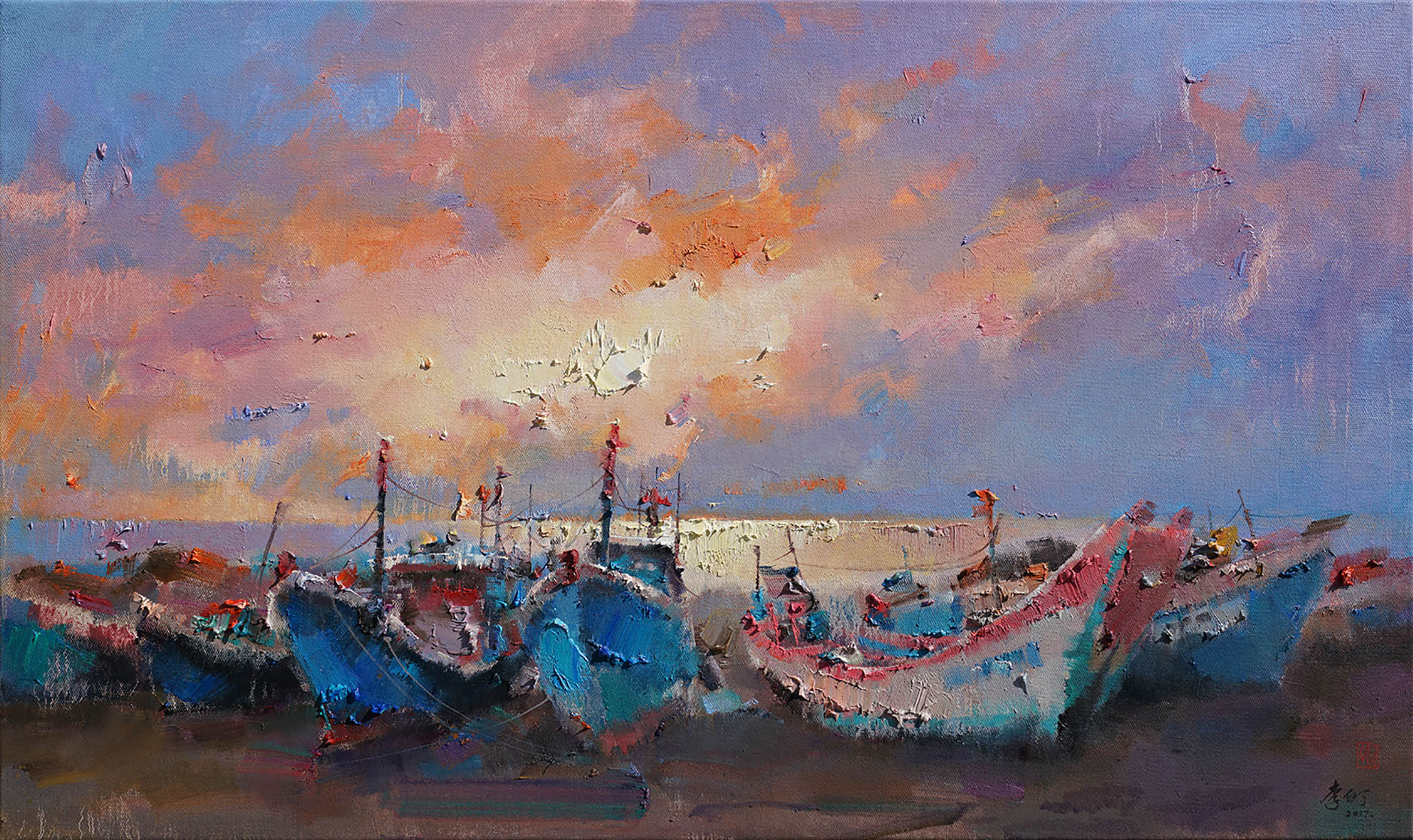 《渔舟唱晚No.2》100x60cm
