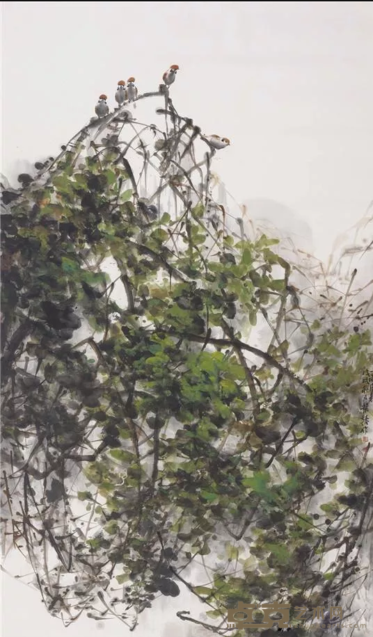 《一雨成秋》 叶靖 237x138cm 2018年 中国画