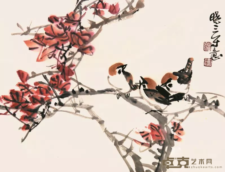 《花鸟》 黎培基 35x46cm 2018年 纸本设色