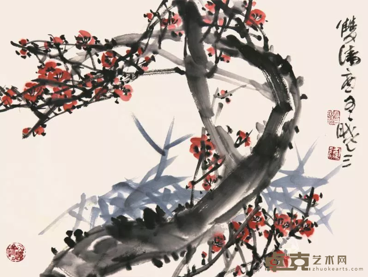 《双清寒冬》 黎培基 35x44cm 2018年 纸本设色