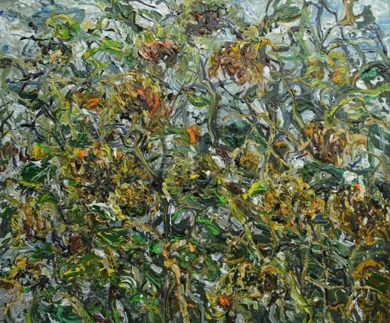 　　《冷水向日葵2号》Cold water Sunflower No. 2 2015年9月150cmX180cm布面丙烯Acrylic on canvas（参加法国2016年第108届巴黎秋季艺术沙龙展 (1)
