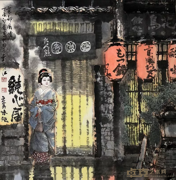《京都风情系列四》 王子江 69x69cm 2018年 宣纸水墨