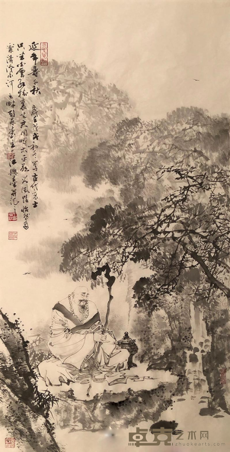 《禅茶佛高士系列七》 王子江 138x69cm 2018年 宣纸水墨