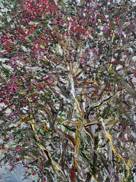 　　《紫薇蔓藤》Crape Myrtle Vine 2014年7月 200cmX150cm 布面丙烯 Acrylic on canvas（参加法国2016年第109届巴黎秋季艺术沙龙作品）