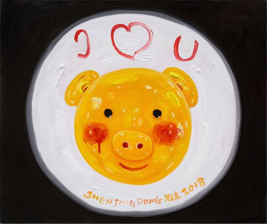 小猪 50×60cm 2018 布面油画