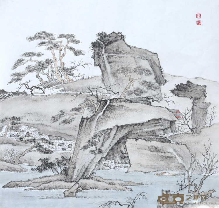 《临祝昌山水》 张陈城 52x52cm 2018年 熟宣