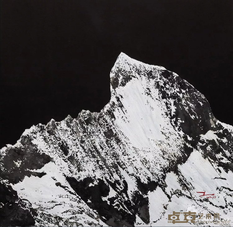 《雪山》系列3》 周墨 100x100cm 综合材料