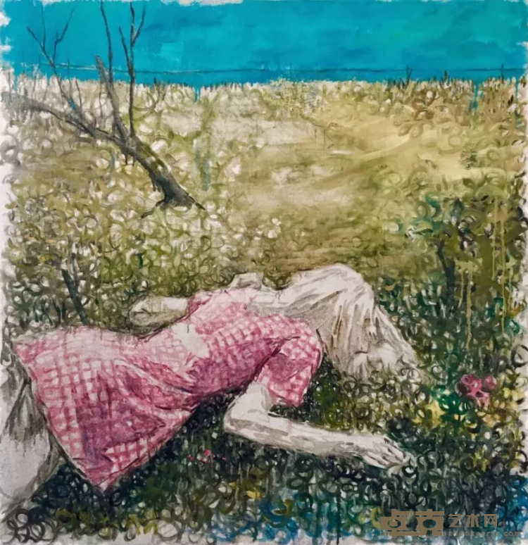 《草地》 李海峰 160×165cm 2018年 布面油画