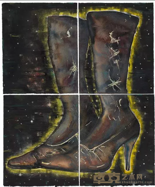 《鞋（系列：无系列作品）》 关伟伟 600x500mm 2017年 绘画，纸本水彩色粉