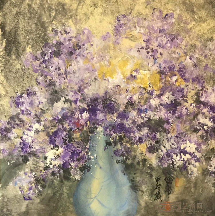 《瓶花 (一) 》 徐希 68x68cm 1994年 水墨设色纸本