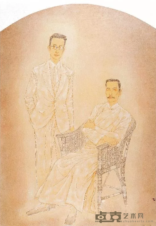 《上海1933年鲁迅与瞿秋白》 刘临 220×120cm 2004年