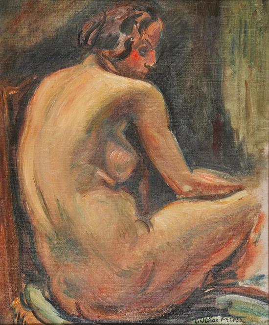 埃米尔。奥东。弗里茨 背转身的女体布面油彩 46x38cm 1925年