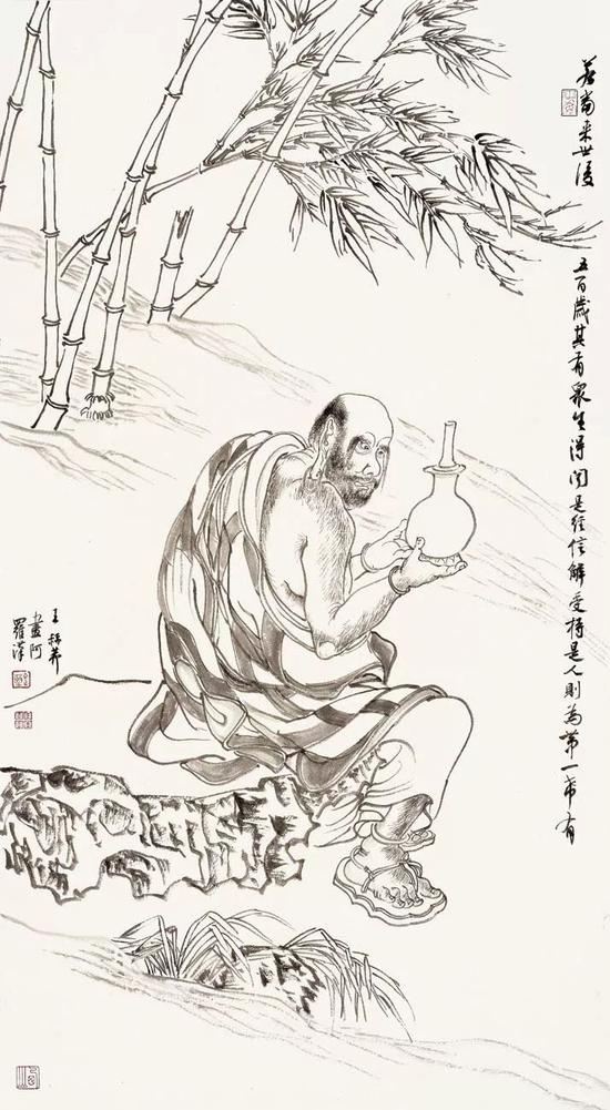 王赫赫 罗汉图 90×50cm 纸本水墨