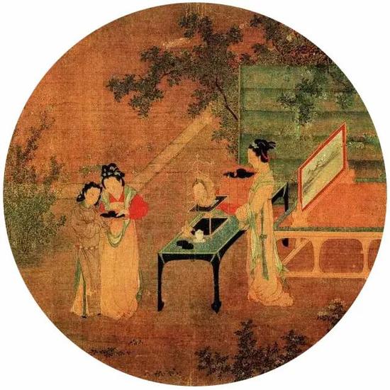《绣栊晓镜图》宋 王诜 团扇