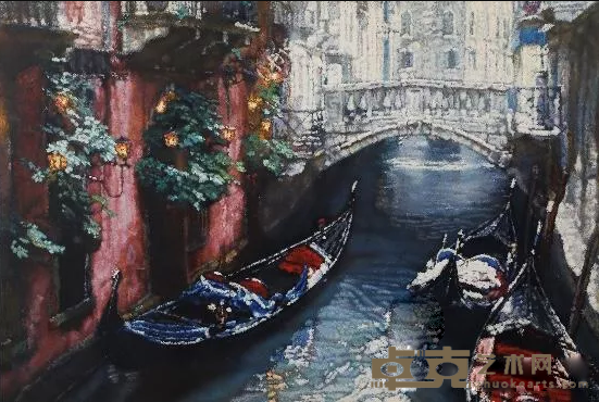 《运河边的瓦斯灯 陈逸飞 51x74.5cm 版画