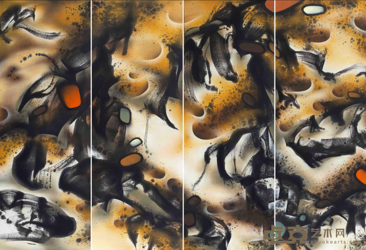 《金秋银冬图》 鹿林 230x83cmx4 2016年 布面油画