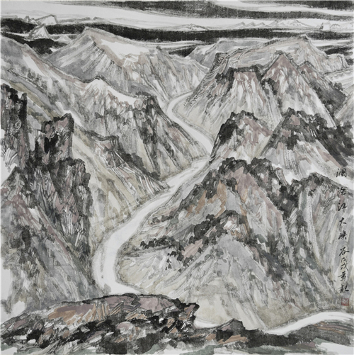 《澜沧江大峡谷之一》60×60cm 纸本 2018年