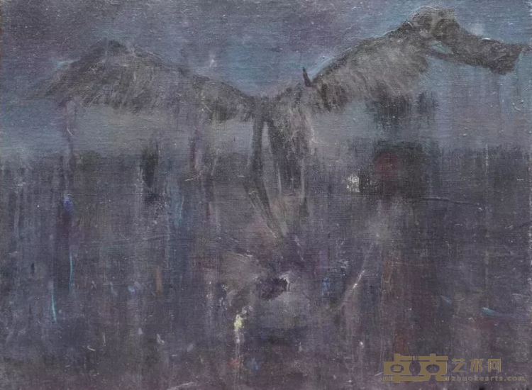《鸟与人》 林文 30x40cm 2018年 布面油画