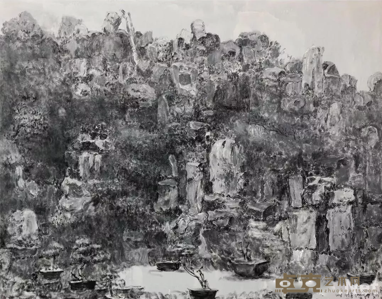 《大假山》 周春芽 200x250cm 2018年 布面油画