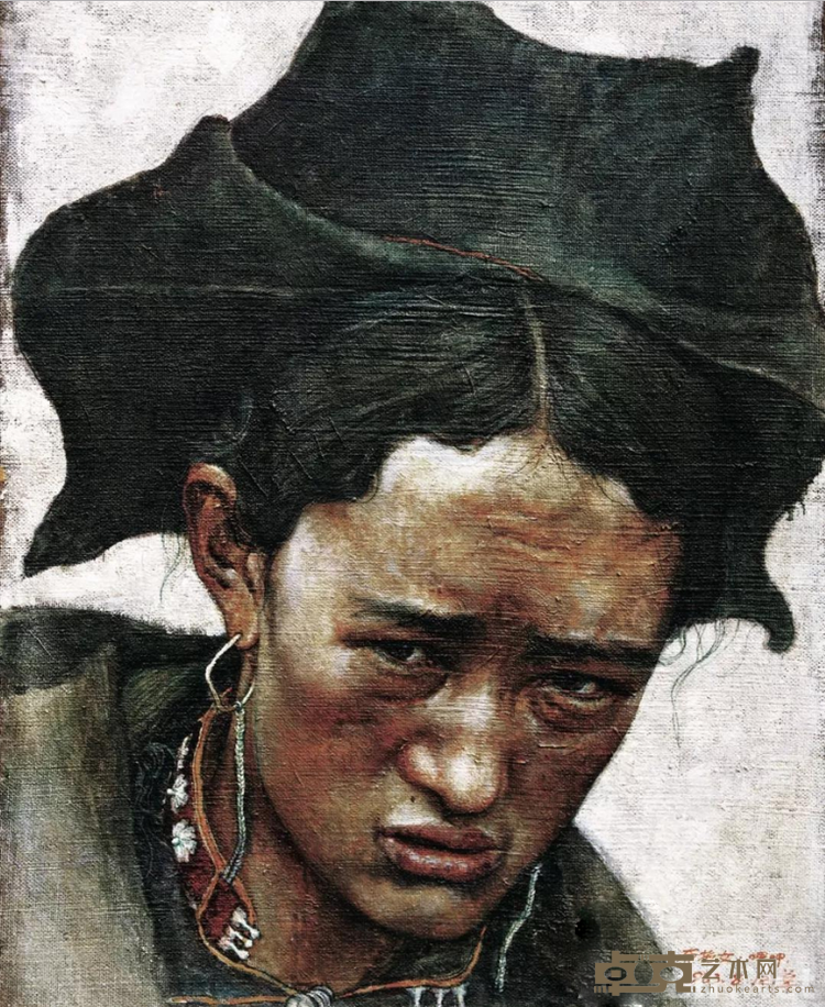 《布拖人——布拖女》 高小华 100x80cm 1983年 板面油画